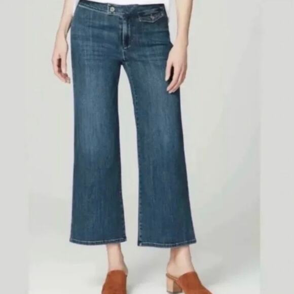 J.‎ Jill Tab Waist Wide Leg Denim Trouser crop jeans Plus Size 16 - Picture 1 of 7